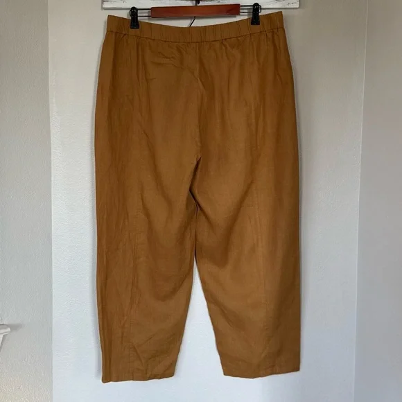 EILEEN FISHER NWT L Organic Linen Lantern Pants in Bronze • Cropped Lightweight - Picture 4 of 8